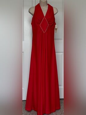 Vintage 60s–70s Red Evening Gown – with Original Tags !